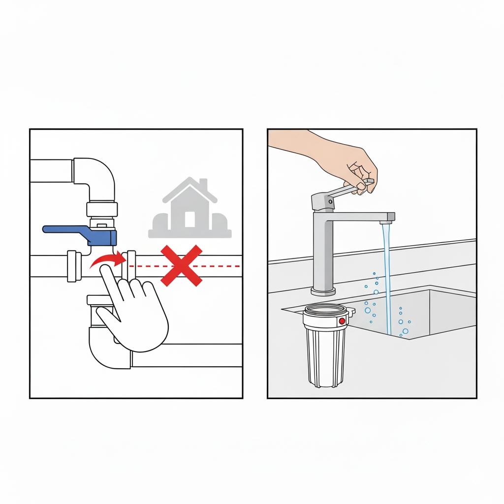 關閉水源與洩壓示意圖