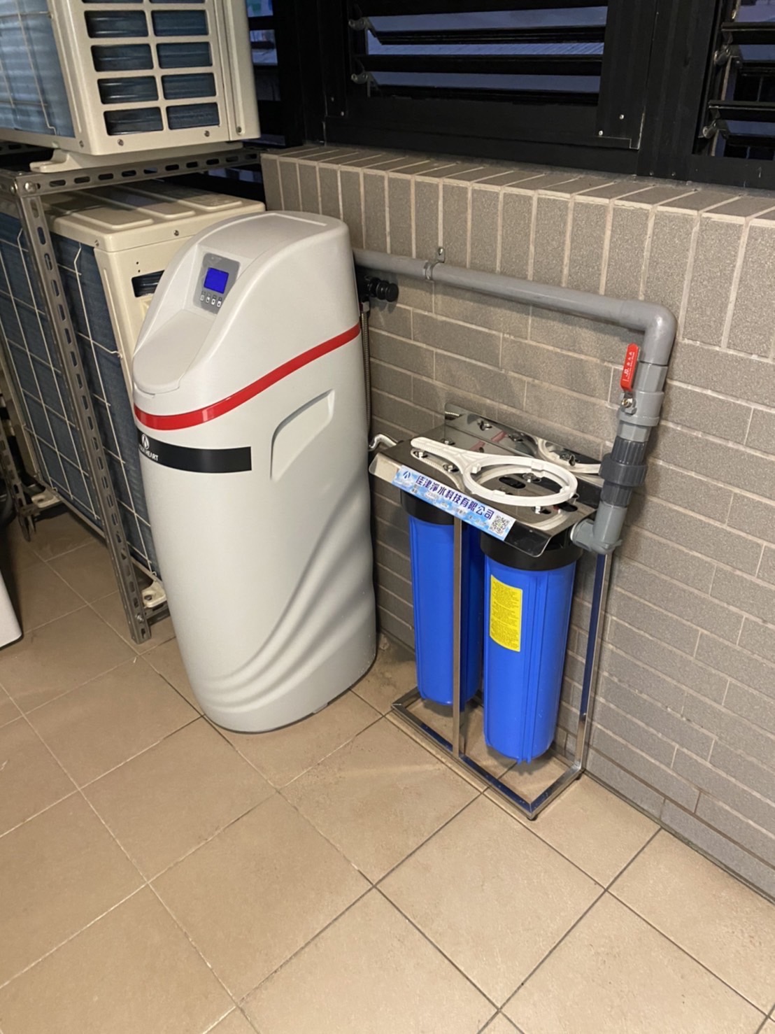 安裝廚下三溫機、一體式軟水機+雙道大胖過濾器