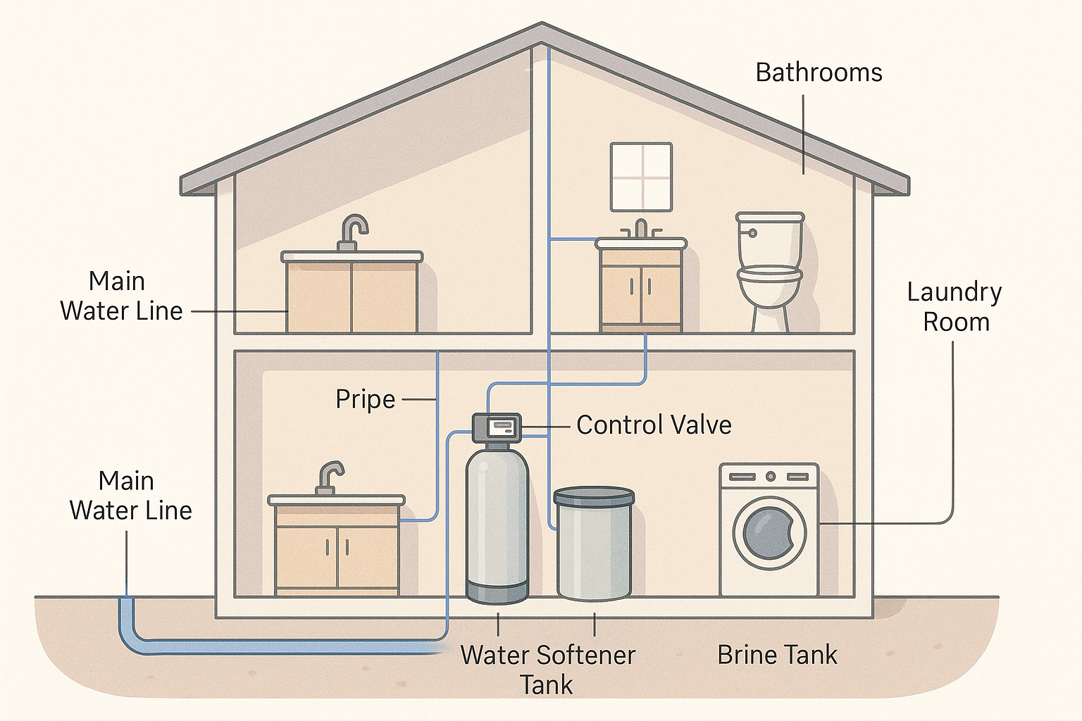 全戶軟水系統安裝示意圖